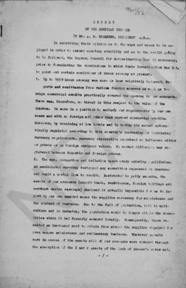 A.N. Diomedes, President ASA: Report on the monetary problems, October 1948 1