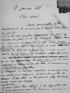 Επιστολή Αλέξανδρου Διομήδη προς τον P. Horsfal, Power and Traction Finance Company, Αθήνα 9 Ιανο...