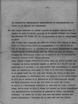 Επιστολή Ελμίνας Παντελάκη (Presidente de la Commission d'Education du Conseil National des Femme...