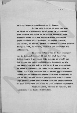 Αντίγραφο επιστολής Νικολάου Πολίτη προς τον Υπουργό Οικονομικών της Γαλλίας M Cheron, Παρίσι 28 ...