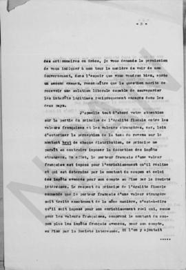 Αντίγραφο επιστολής Νικολάου Πολίτη προς τον Υπουργό Οικονομικών της Γαλλίας M Cheron, Παρίσι 28 ...