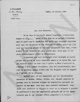 Επιστολή A. Vlasto προς Αλέξανδρο Διομήδη, Παρίσι 15 Ιουλίου 1913 1