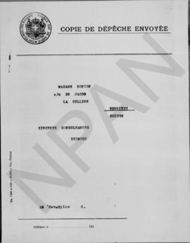 Τηλεγράφημα Αλέξανδρου Διομήδη προς την κυρία Bonzon, Αθήνα 28 Οκτωβρίου 1925 1