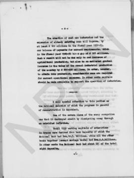 The reconstruction of Greece and its problems. Memo from Premier Alexander Diomede to Chief of EC...