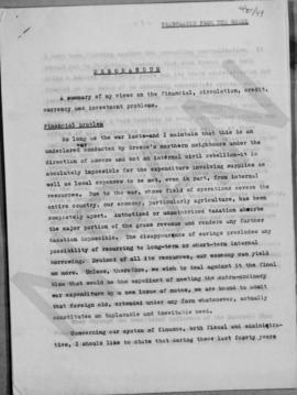 Alexander N. Diomedes: Memorandum. A summary of my views on the financial, circulation, credit, c...