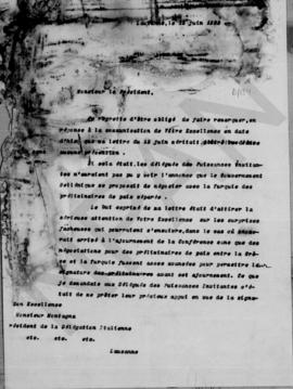 Επιστολή ελληνικής αντιπροσωπείας προς τον Montagna, Πρόεδρο της Ιταλικής αντιπροσωπείας, Λωζάνη ...