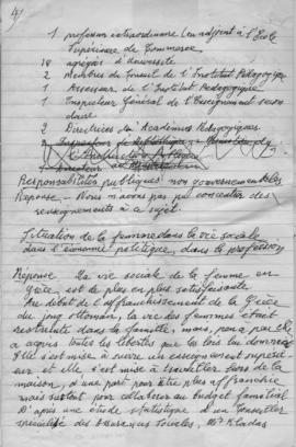 Ελμίνα Παντελάκη: Reponse au questionnaire sur la situation de la femme en Europe. Participation ...