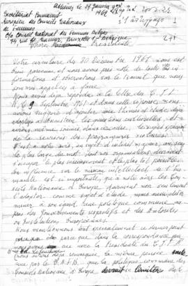 Επιστολή Ελμίνας Παντελάκη και Ειρήνης Μπογδάνου προς το Secretariat Permanent Europeen des Conse...