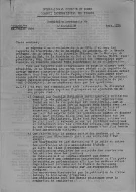 Επιστολή Luise Bardenhewer presidente (Conseil International des Femmes, Commission permanente de...