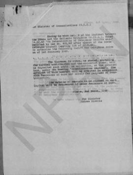 A. Diomede to the Board of Directors Hellenic Telephone Co. S.A, Athens 21st May 1948 5