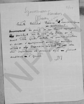 Πρόχειρο τηλεγραφήματος Αλέξανδρου Διομήδη προς τον Εμμανουήλ Τσουδερό, Αθήνα 1929 3