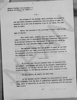 Alexander N. Diomedes: Memorandum regarding the National Bank of Greece, secret, Athens May 10, 1...